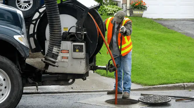 Technician using specialized drainage equipment for sewer line cleaning and foundation protection in Milwaukee, WI