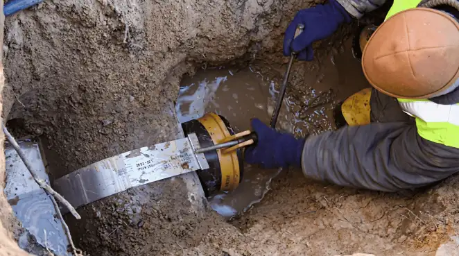 Technician performing underground drainage repair for foundation protection and gutter systems in Milwaukee, WI